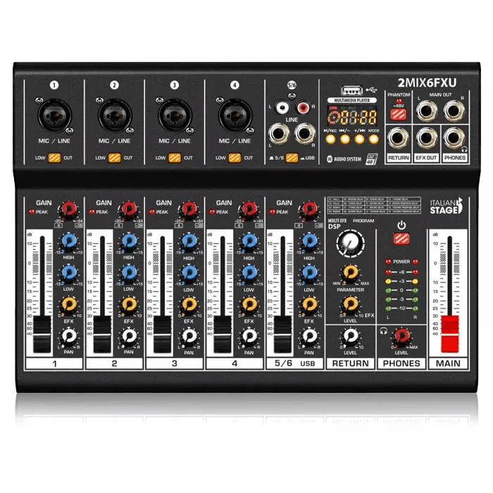 MEZCLADOR ITALIAN STAGE IS 2MIX6FXU CON INTERFAZ USB y BLUETOOTH