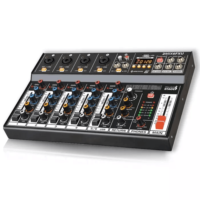 MEZCLADOR ITALIAN STAGE IS 2MIX6FXU CON INTERFAZ USB y BLUETOOTH 2