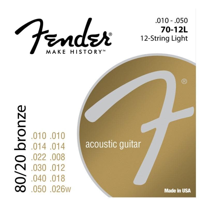 Encordado Fender Guitarra Acustica 12 Cuerdas 80/20 70-12L 10 50