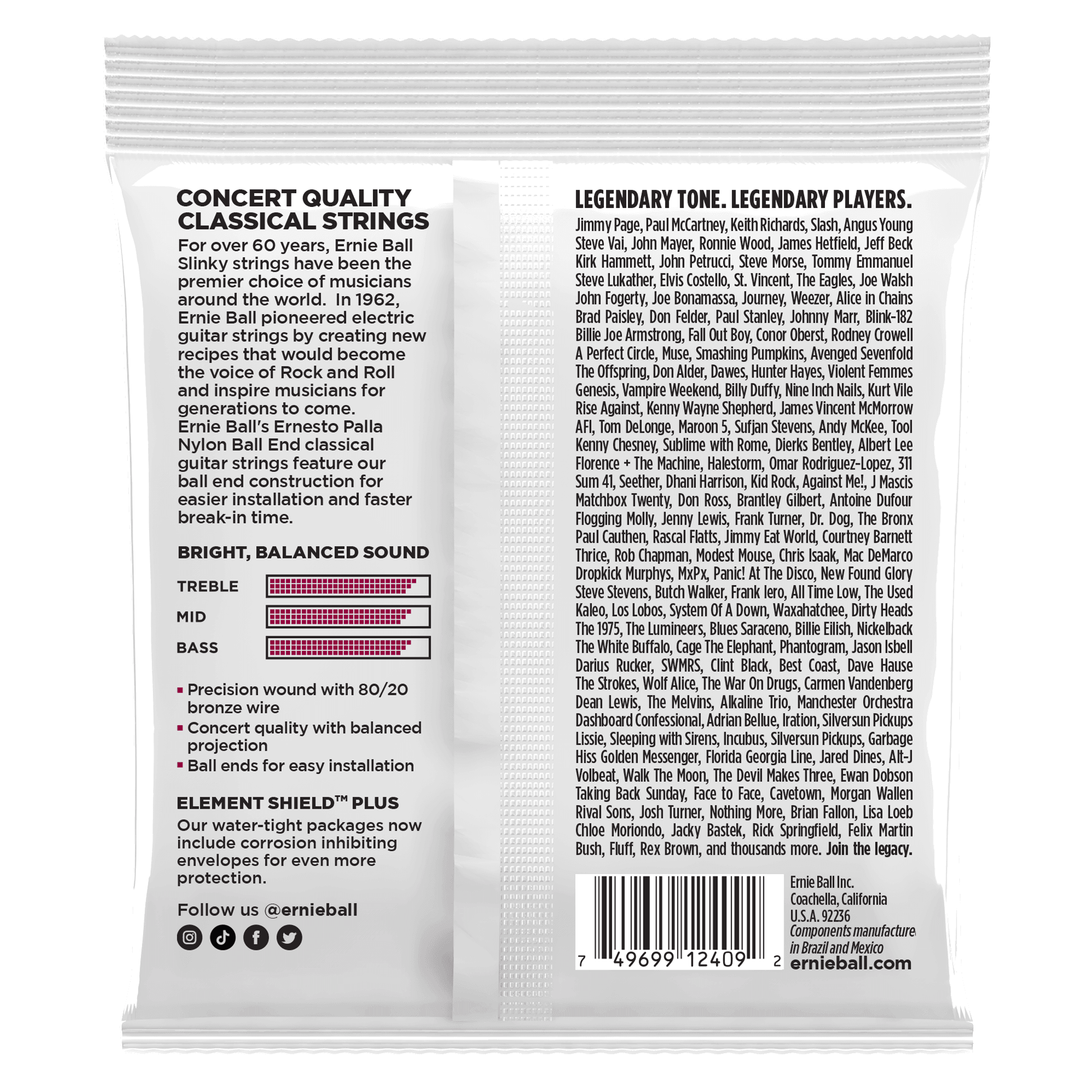 Encordado Ernie Ball Guitarra Acustica 2409 28-42 Nylon 2