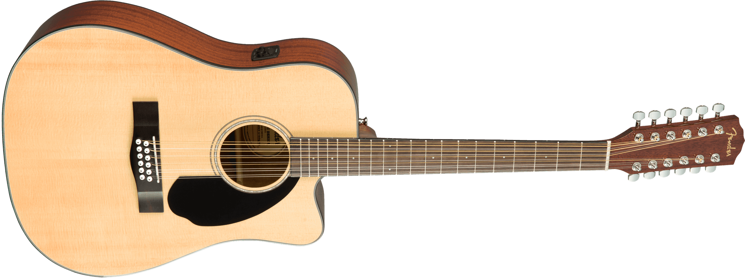 Guitarra Electroacustica Fender CD-60SCE Dreadnought de 12 cuerdas, diapasón de nogal, natural 0970193021 5
