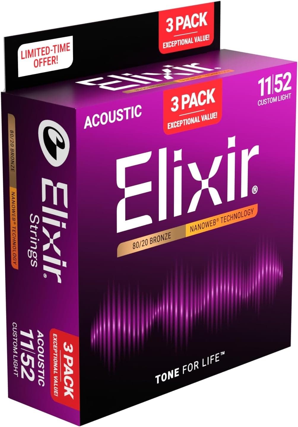 Encordado Elixir Guitarra Acustica 16564 11-52 X3 3