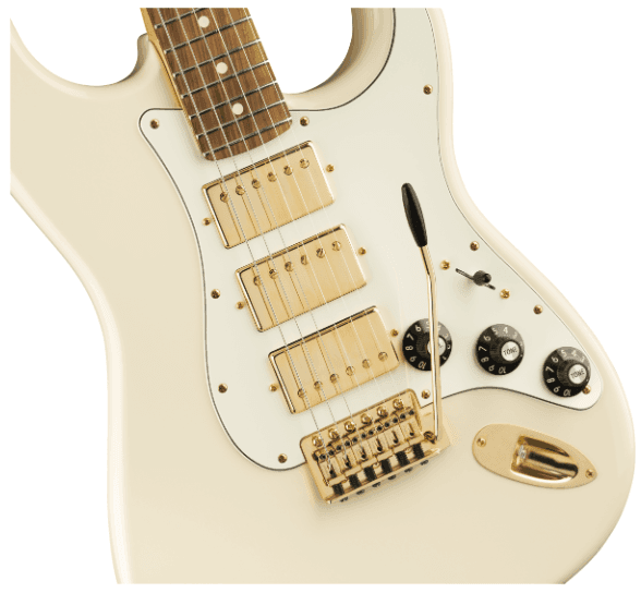 Guitarra Electrica Fender Mahogany Blacktop Stratocaster® HHH, Pau Ferro Fingerboard, Olympic White with Gold Hardware 0147902505 Limited Edition 3