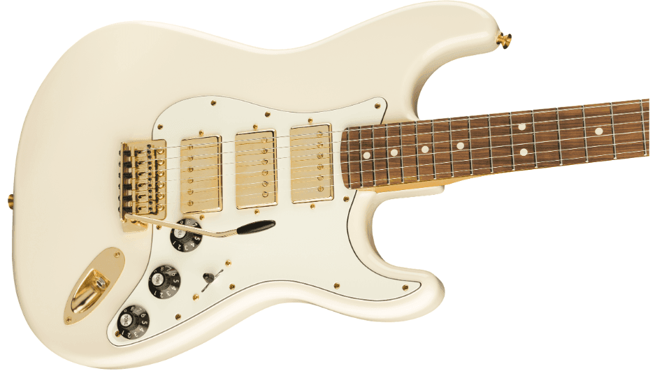 Guitarra Electrica Fender Mahogany Blacktop Stratocaster® HHH, Pau Ferro Fingerboard, Olympic White with Gold Hardware 0147902505 Limited Edition 4