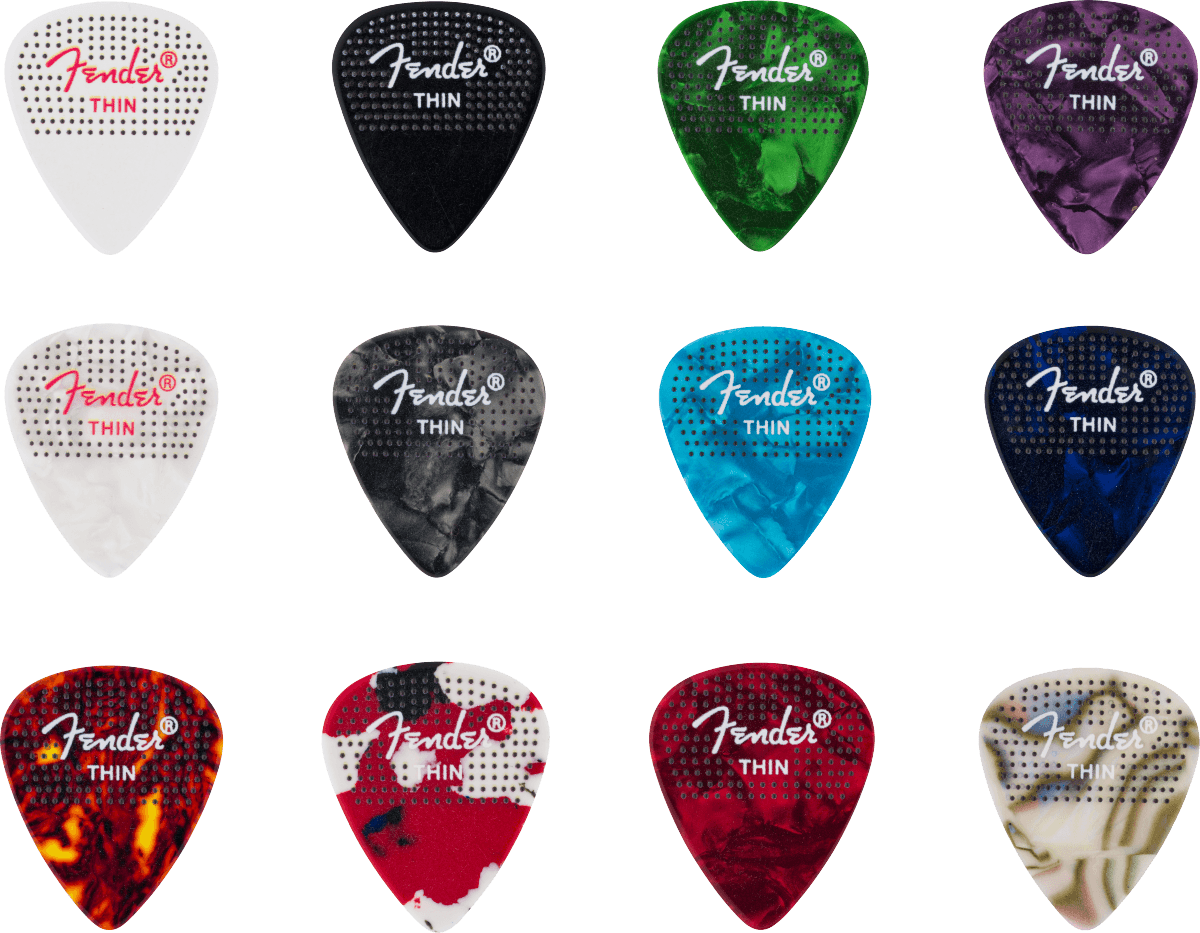 Pajuela Fender De Celuloide Punteadas X12 Thin 1980200100