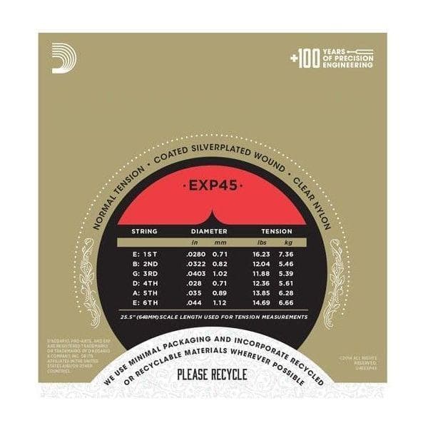 Encordado D Addario Guitarra Acustica Nylon Exp45 Tension Normal 3