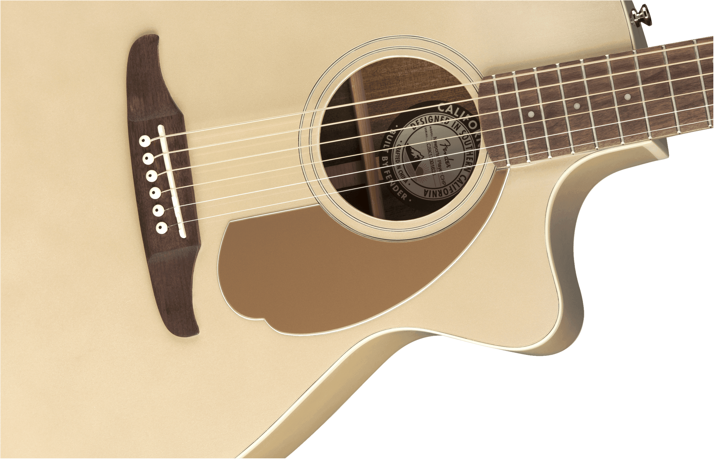 Guitarra Electroacustica Fender Newporter player diapasón de nogal, champán 0970743044 6