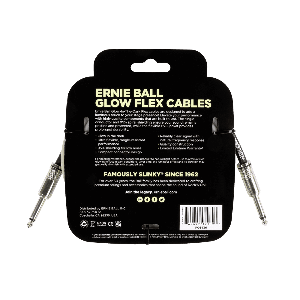 Cable Ernie Ball 10ft P06436 Glow In Dark 2