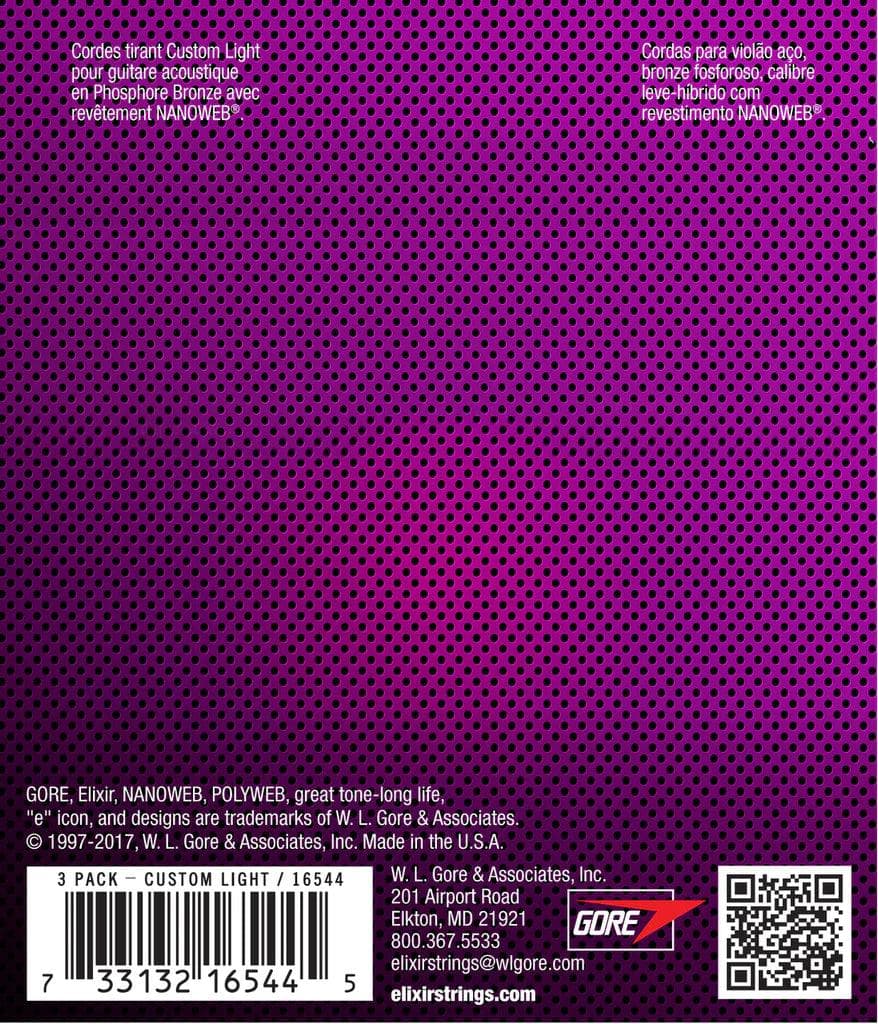 Encordado Elixir Nanoweb Guitarra Acustica Pack 3 16544 11 52 3