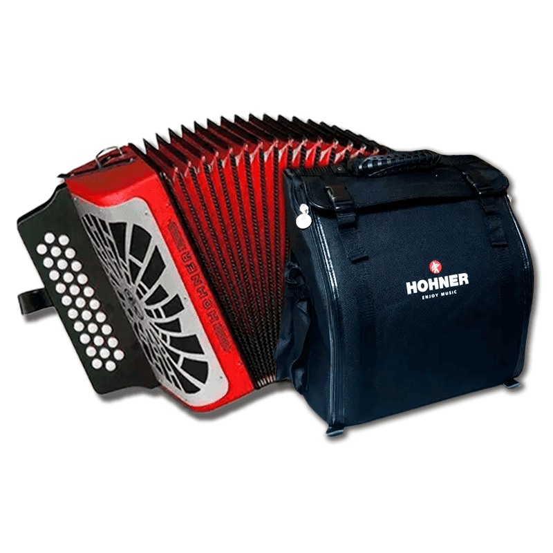 ACORDEÓN HOHNER REY VALLENATO ADG ROJO A4904S 3