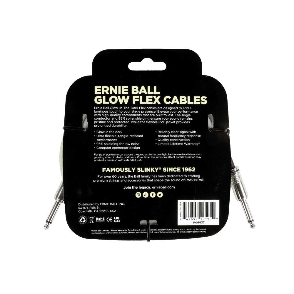 Cable Ernie Ball 20ft P06437 Glow In Dark 2