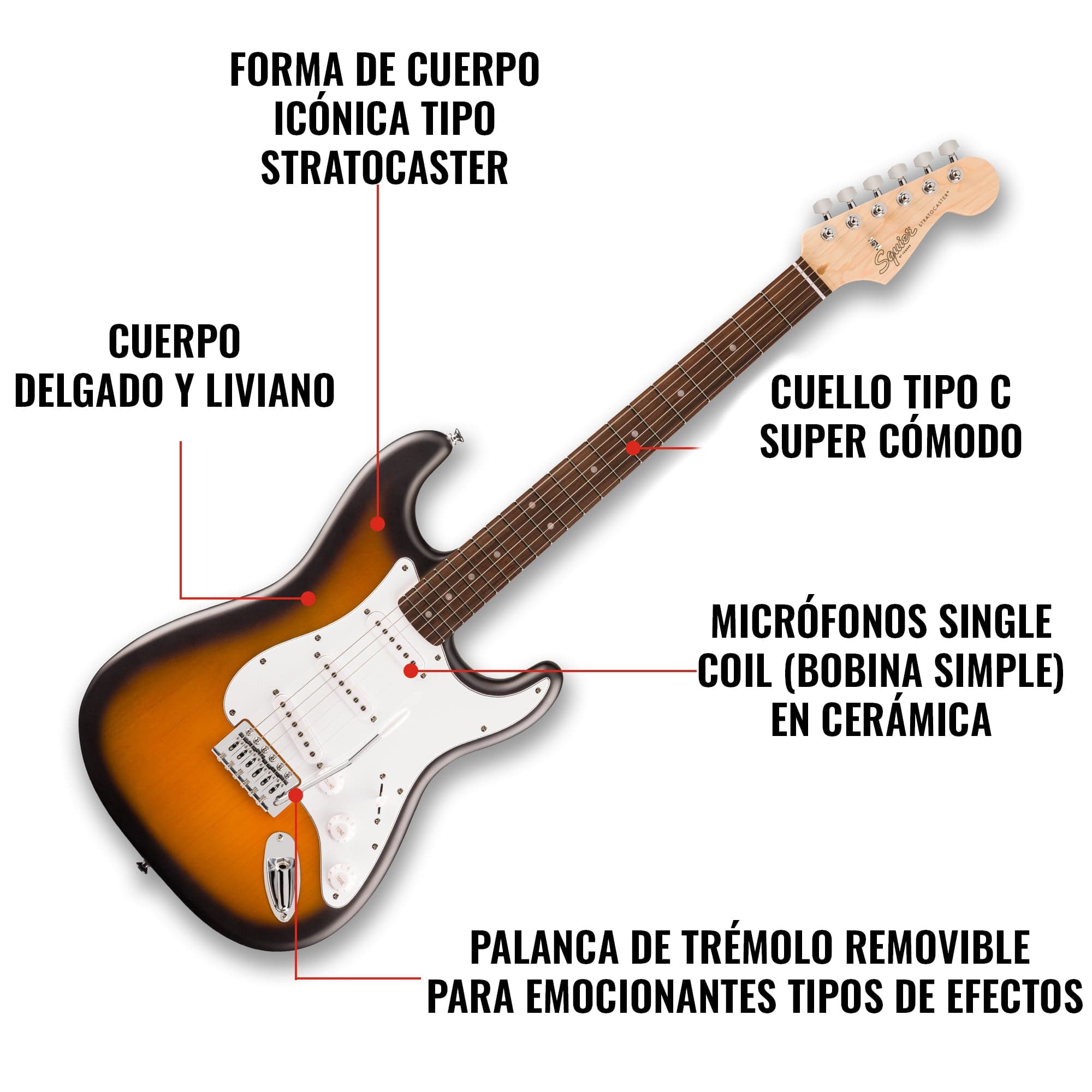 Guitarra Electrica Fender Squier Debut Stratocaster Lrl Wpg 2ts 0379600503 5