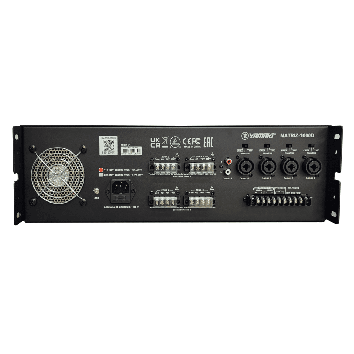 MEZCLADOR AMPLIFICADOR 4 ZONAS 1000 W MATRIZ-1000D YAMAKI 2