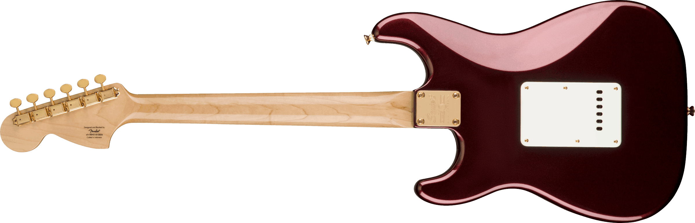 Guitarra Electrica Fender Squier Stratocaster® del 40 aniversario, edición dorada, diapasón de laurel, golpeador anodizado dorado, rojo rubí metalizado 0379410515 3