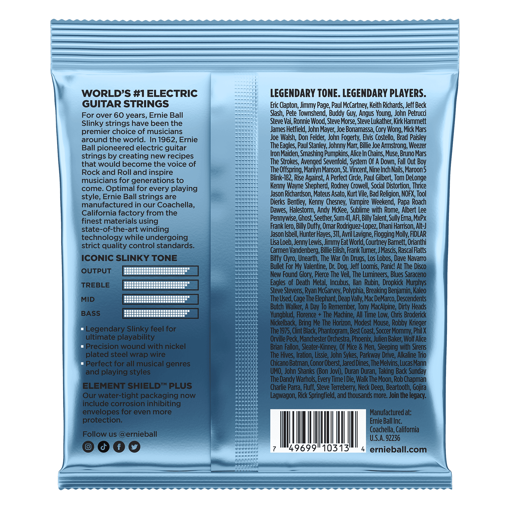 Encordado Ernie Ball Guitarra Electrica 2212 9.5-44 2