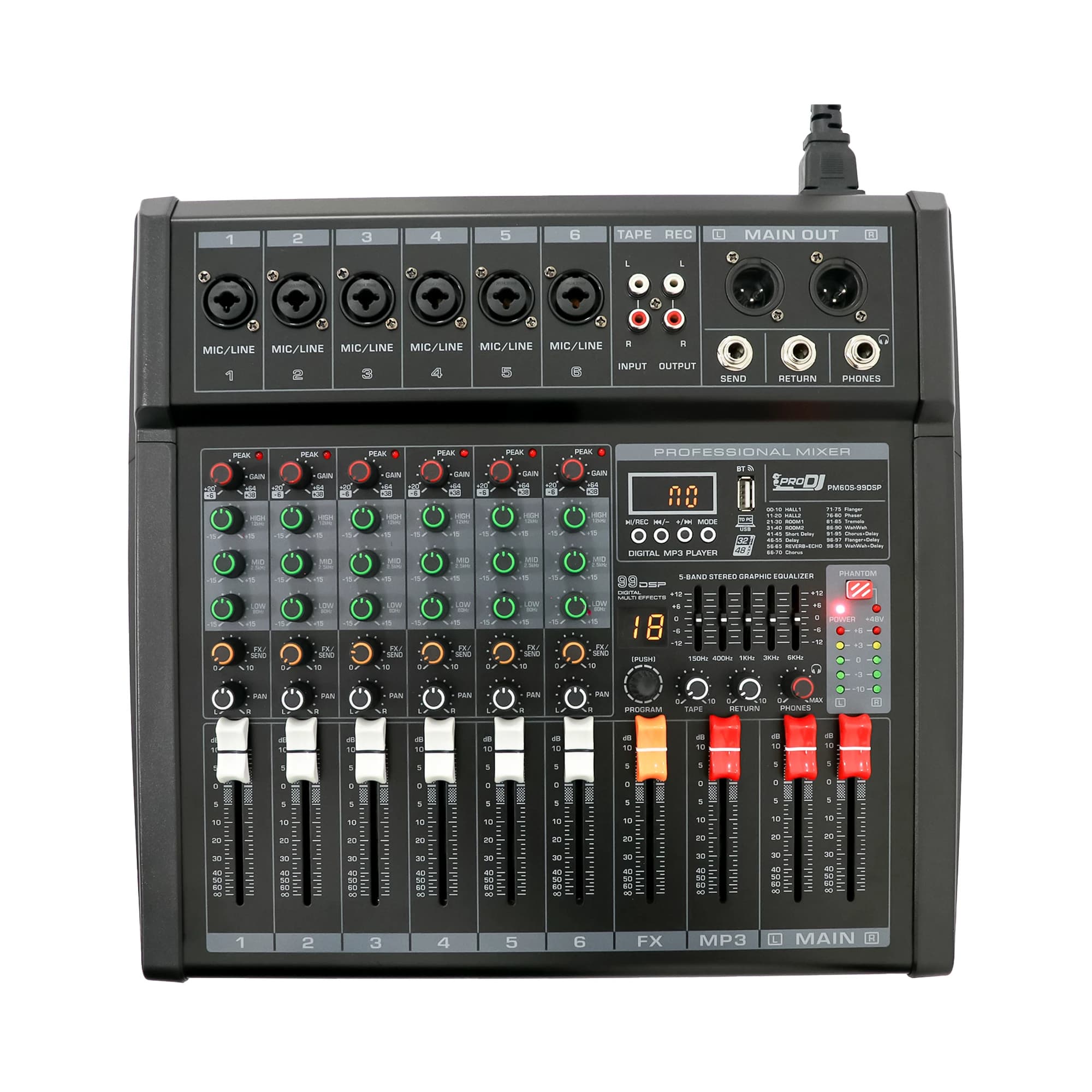 Consola PM60S-99DSP PRO DJ profesional 6 canales