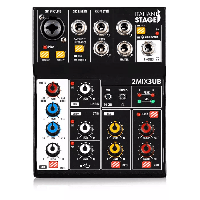 MEZCLADOR ITALIAN STAGE IS 2MIX3UB CON INTERFAZ USB Y BT
