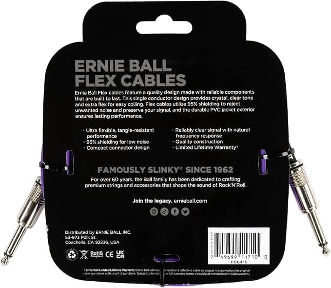Cable Ernie Ball 10Ft P06415 Morado 2