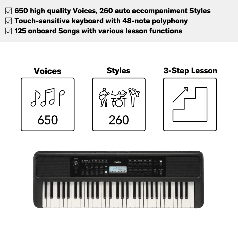 COMBO TECLADO PSR-E383 CON ADAPTADOR + SOPORTE DOBLE "X" 3