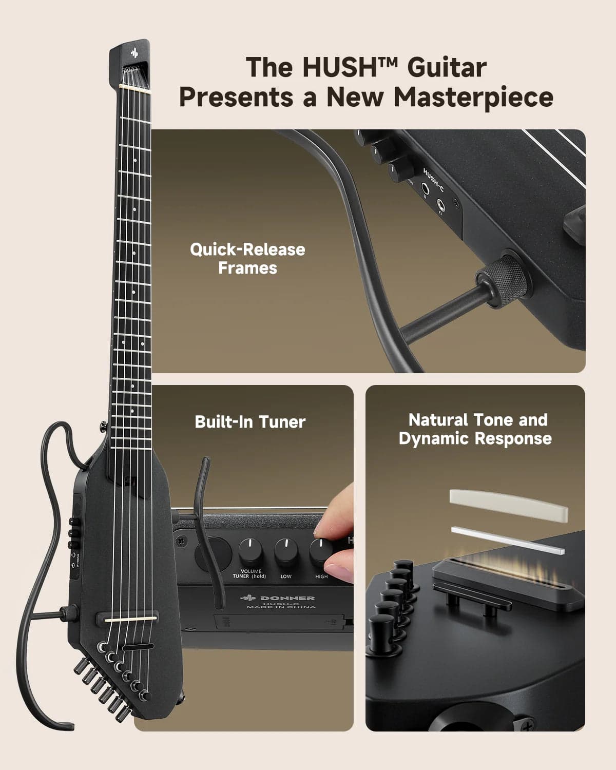 Guitarra Electroacustica Donner Ec7252 Hush-C Black 6