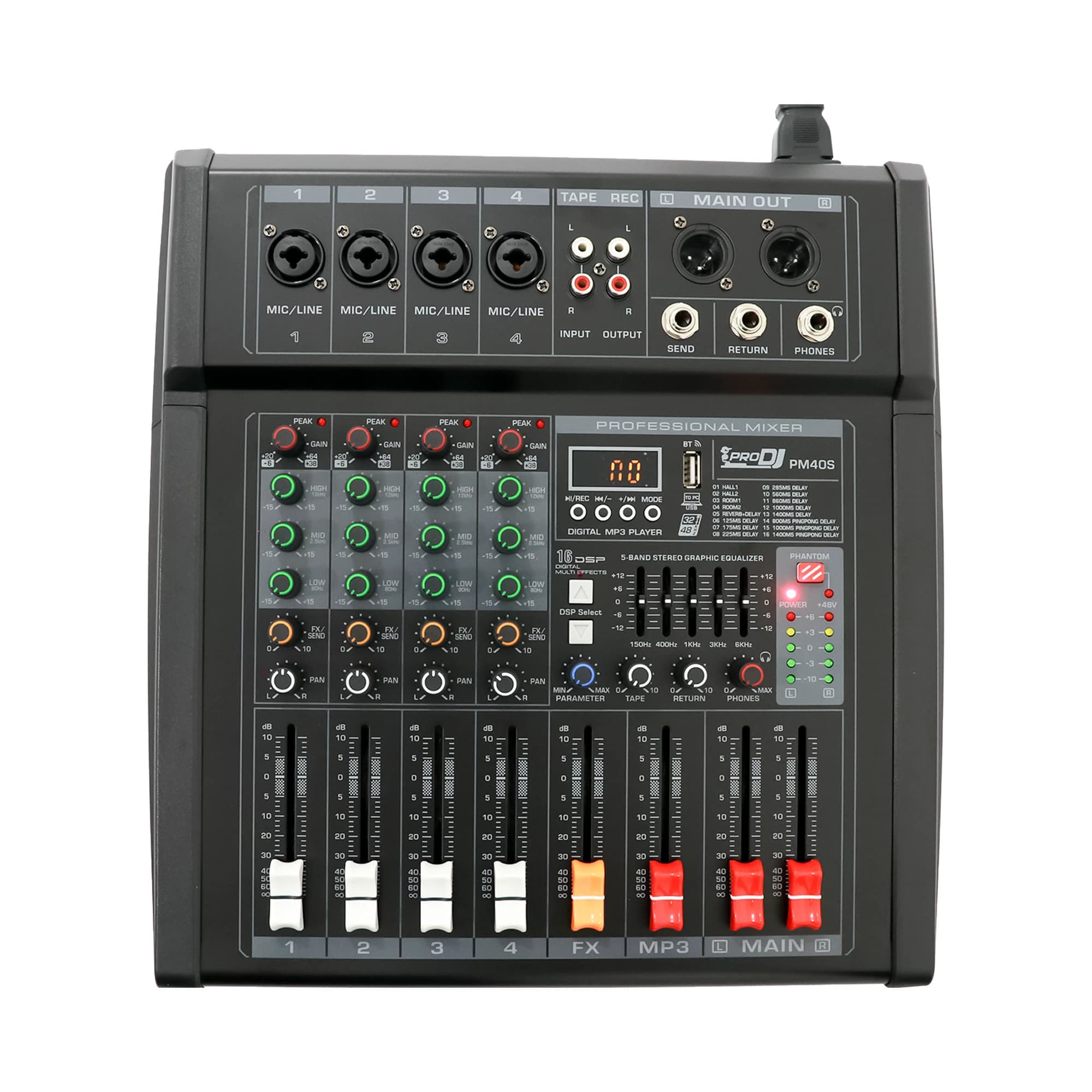 Mezclador PM40S PRO DJ análogo 4 canales