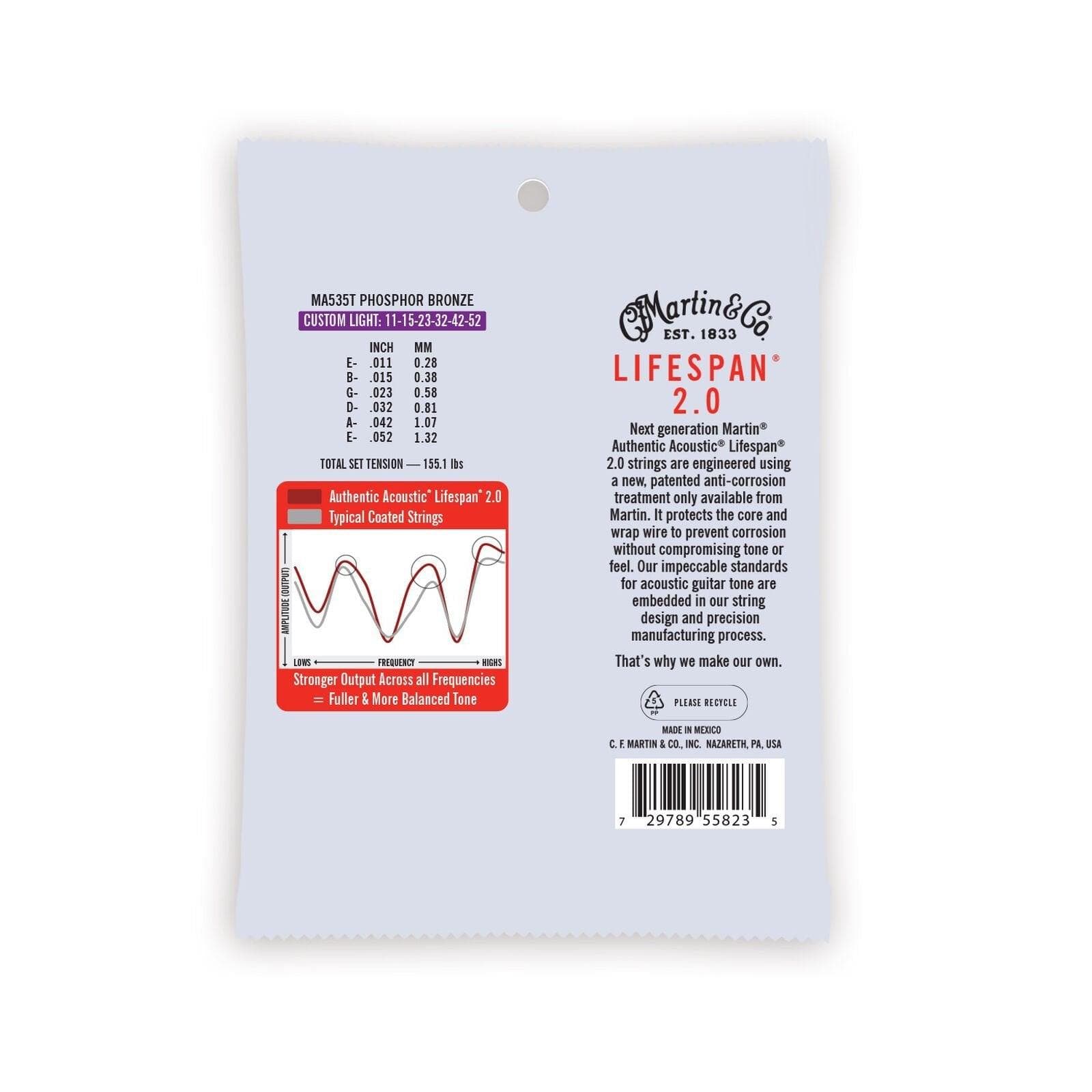 Encordado Martin Guitarra Acústica Ma535t 11-52 2