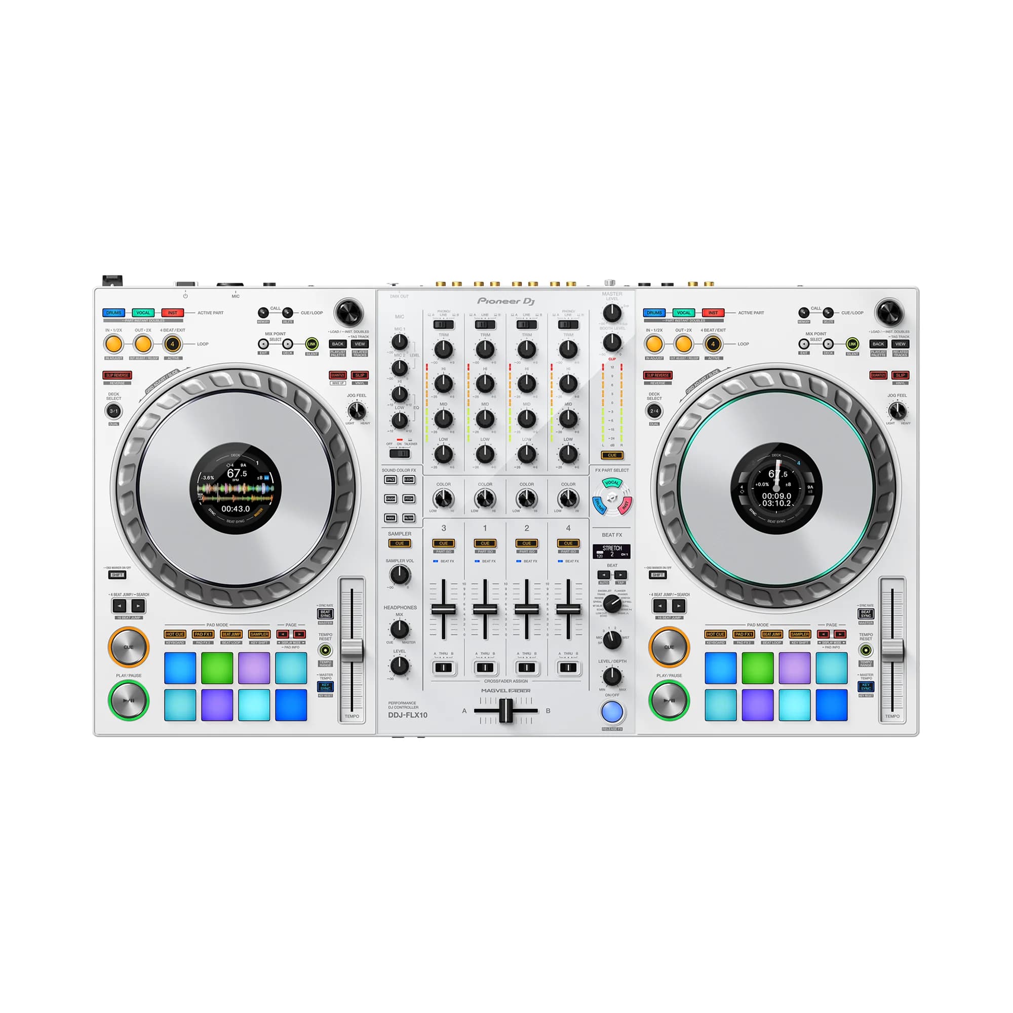 CONTROLADOR DJ PROFESIONAL DDJ‑FLX10‑W PIONEER DJ 4 CANALES | JOG 206 MM | TRACK SEPARATION