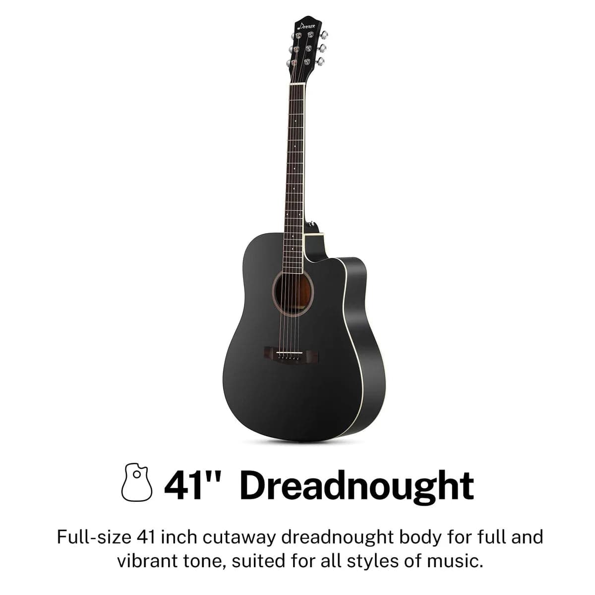Guitarra Acustica Donner Ec1129 Cutaway Black Kit 2