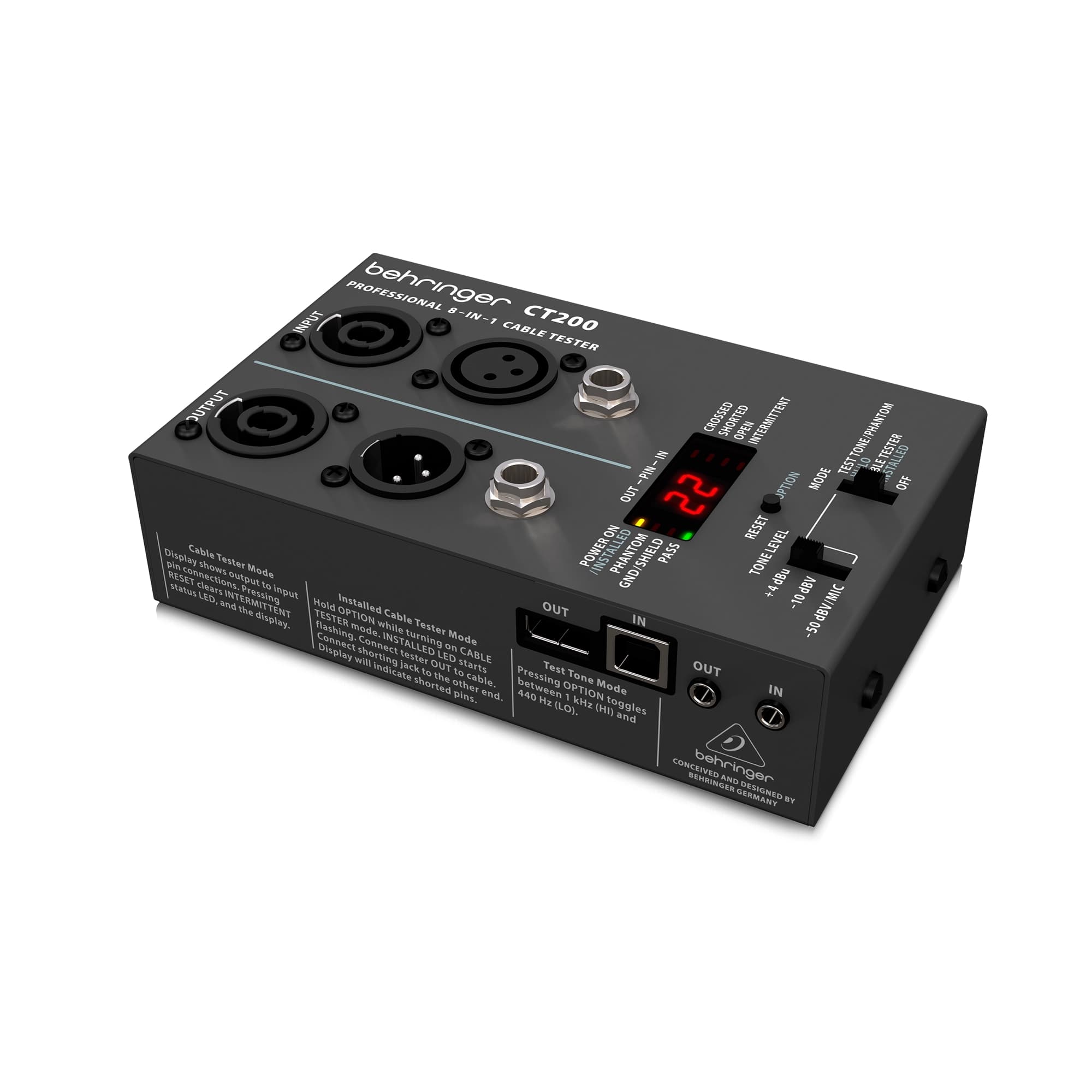 Probador de Cables BEHRINGER CT200 8 en 1 con Generador de Tono