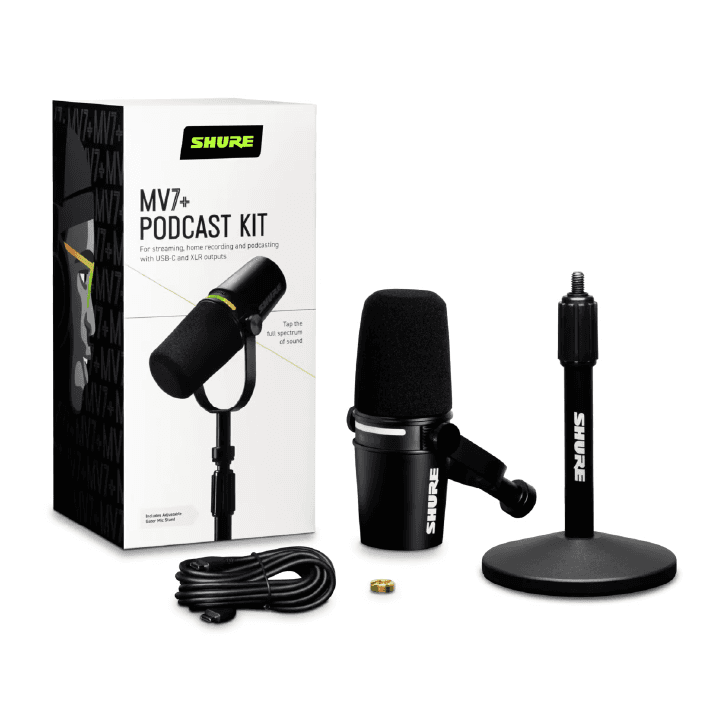 MICRÓFONO USB MV7+-K SHURE NEGRO CON BASE 3