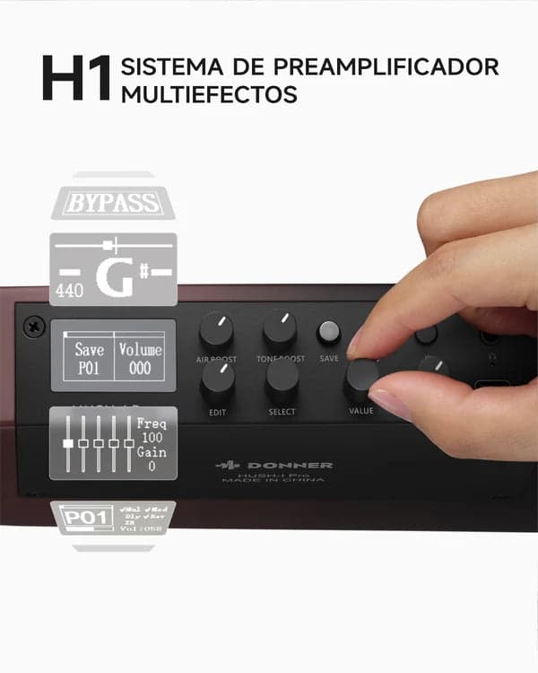 Guitarra Electroacustica Donner EC7515 Hush-i-Pro Maillard Fade 3