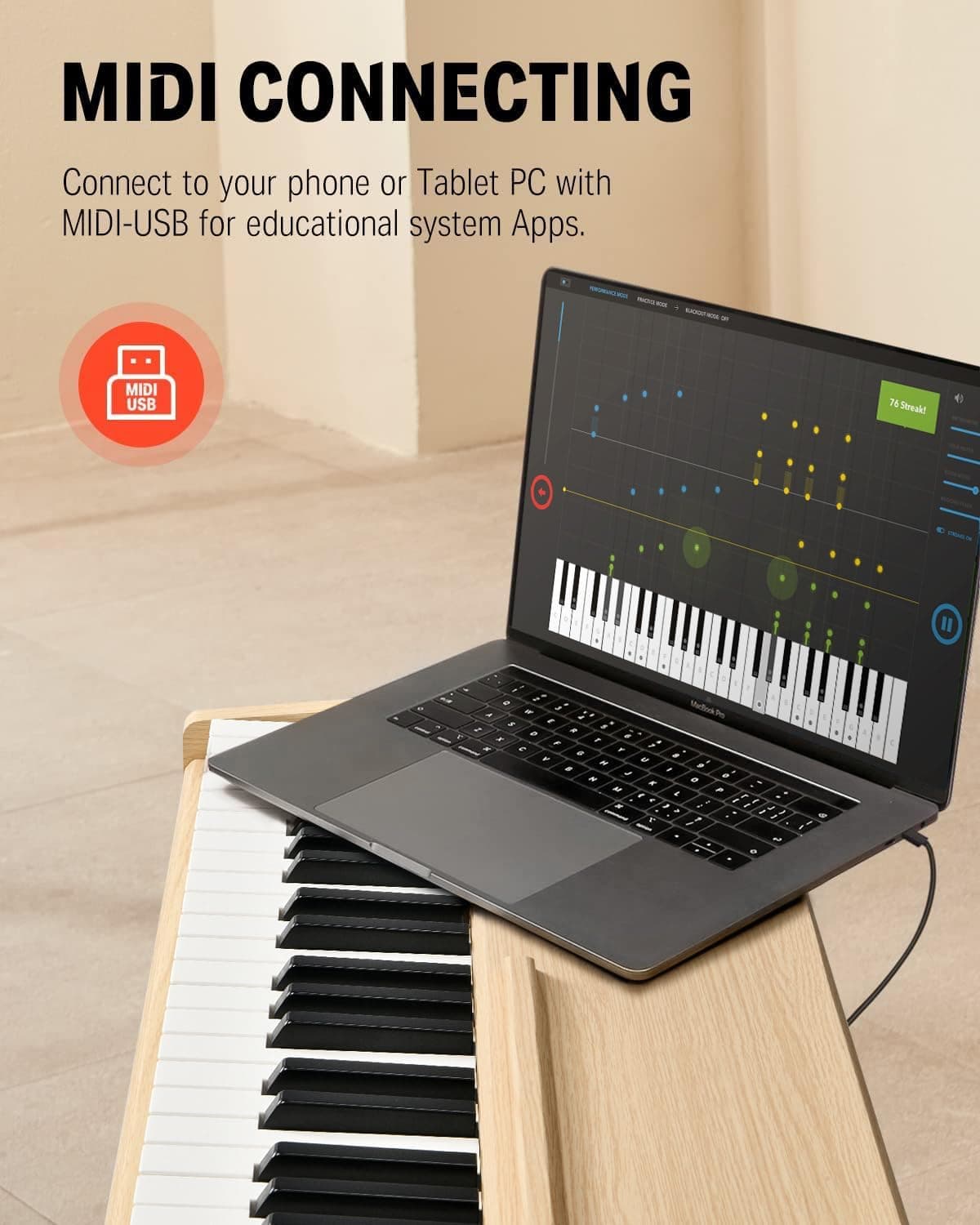 Piano Digital Donner Ec7413 Ddp-80 Natural 6