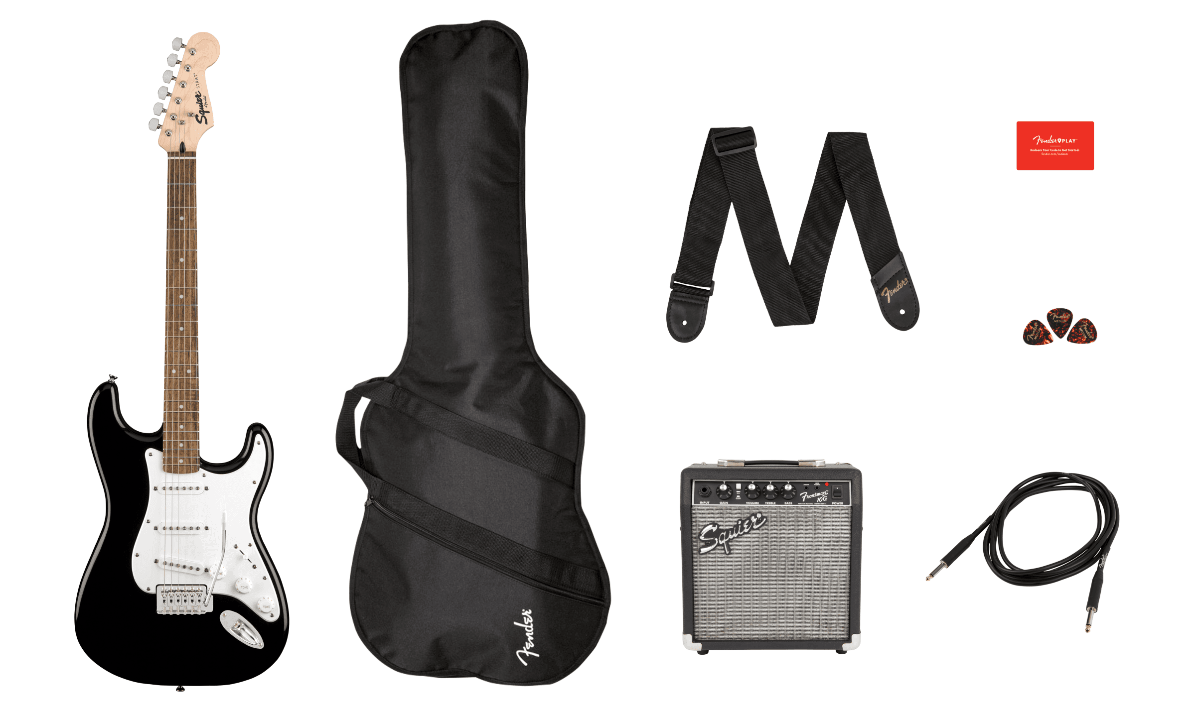 Guitarra Electrica Squier Fender Stratocaster Pack, Laurel Fingerboard, Black, Gig Bag, 10g - 120v 0371823006