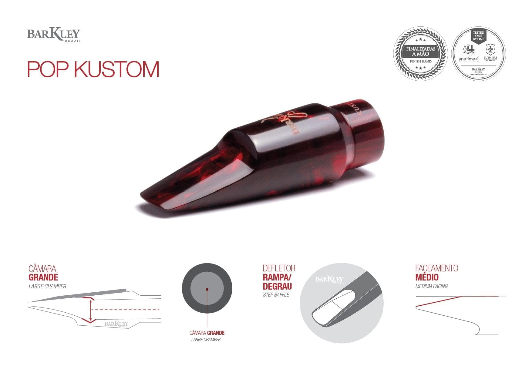 Boquilla Barkley Saxofon Tenor Pop 8 Kustom Roja 2