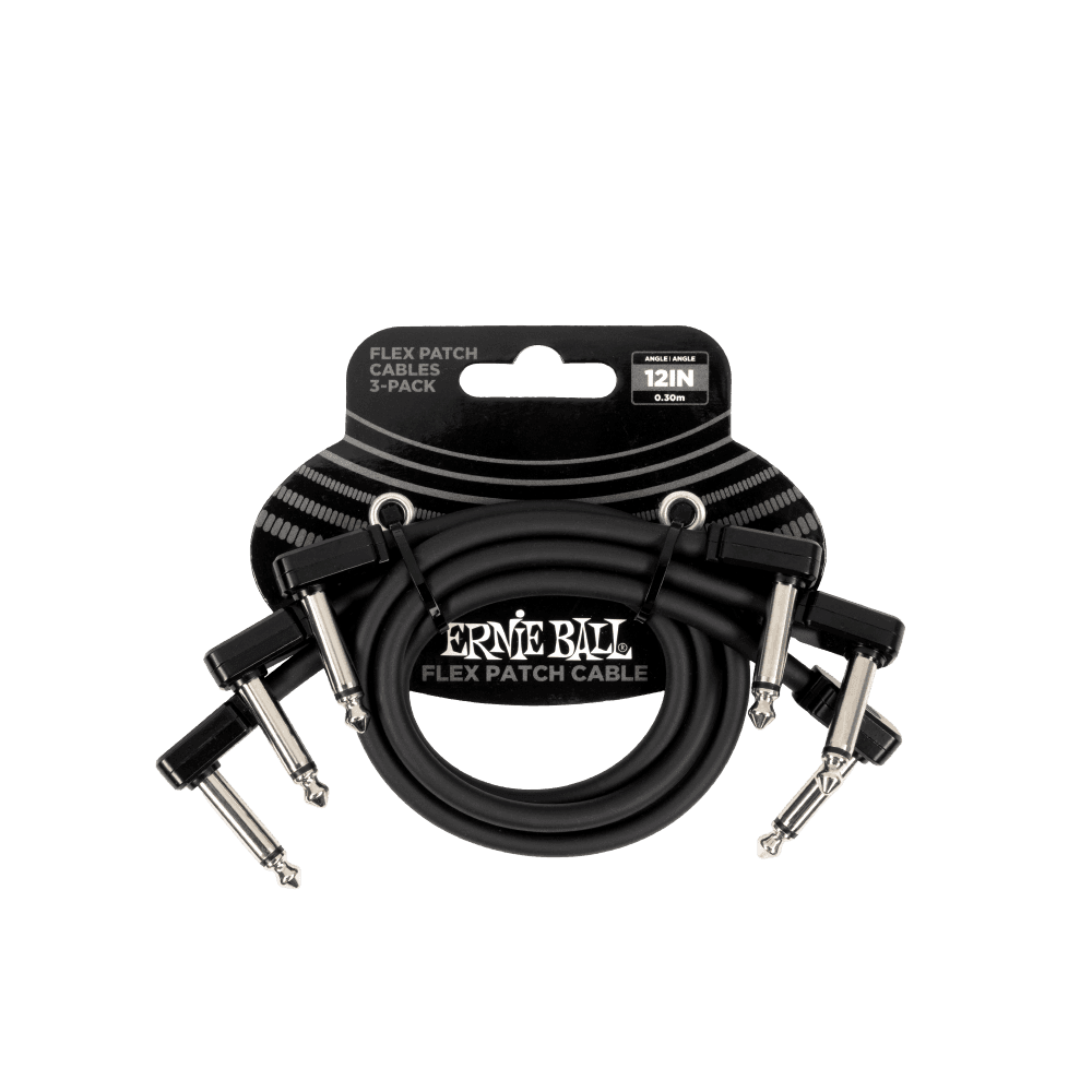 Cable Ernie Ball 12in P06445 Flexible Negro X3