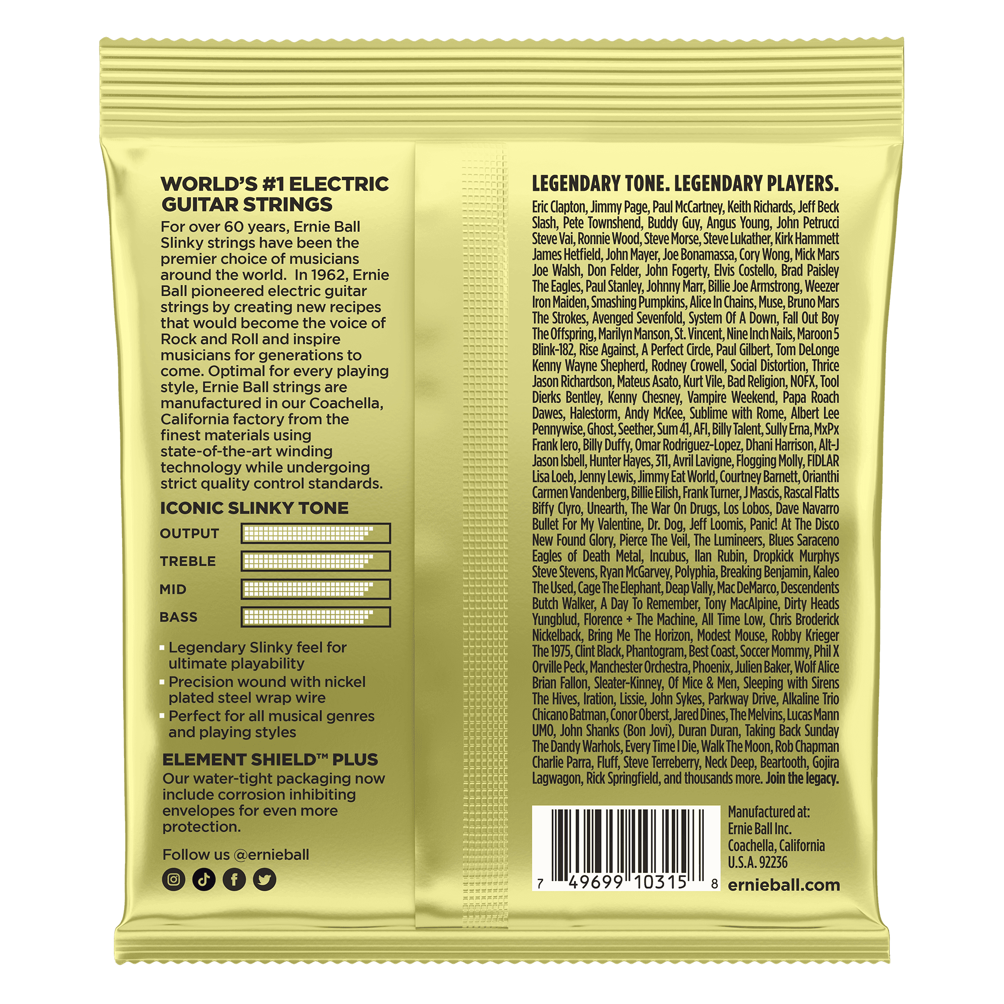 Encordado Ernie Ball Guitarra Electrica 2214 12-62 2