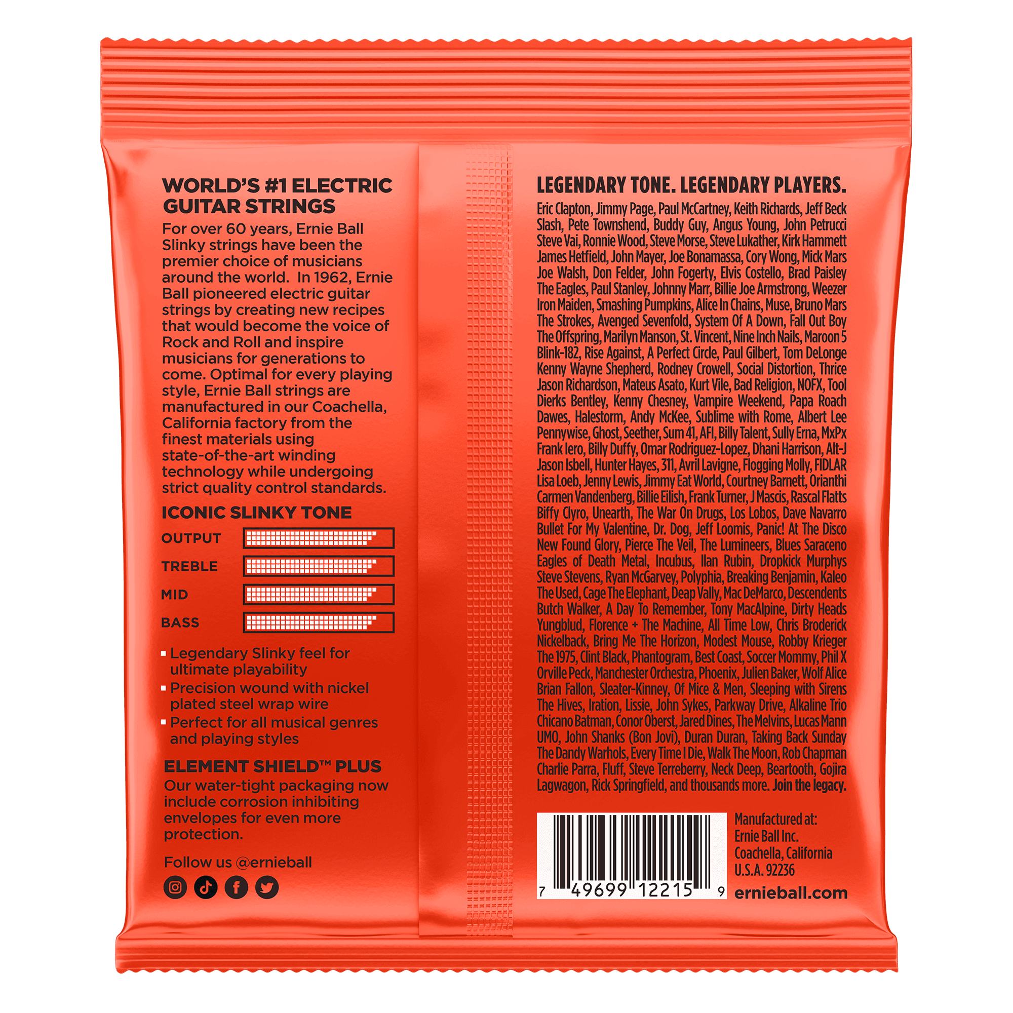 Encordado Ernie Ball Guitarra Electrica 2215 10-52 2