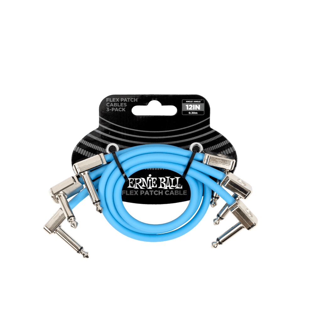 Cable Ernie Ball 12in P06461 Flexible Azul X3