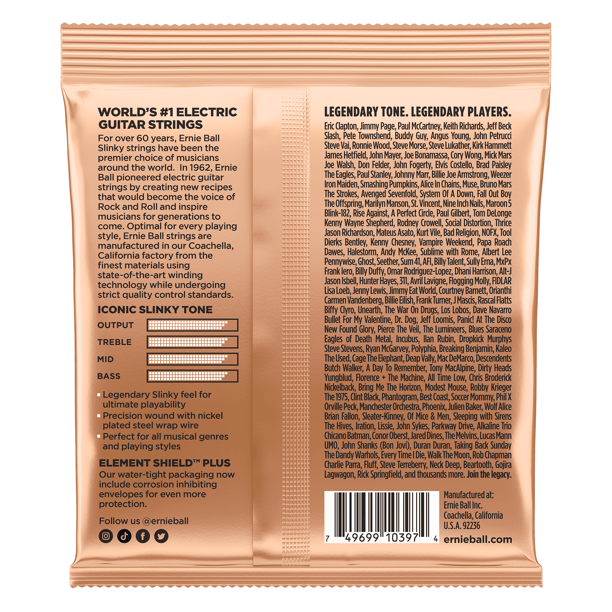 Encordado Ernie Ball Guitarra Electrica 2224 9,5 -46 2