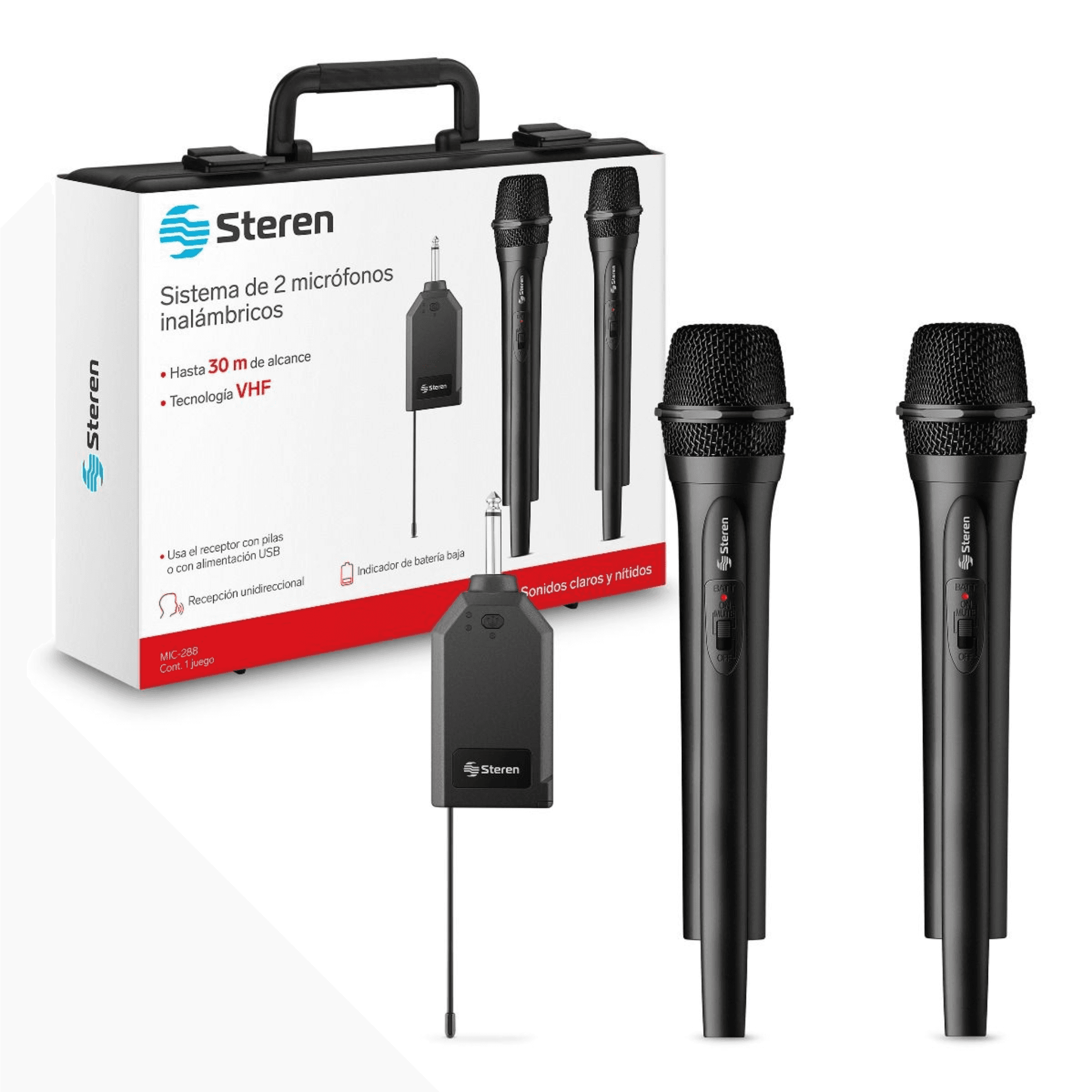 MICROFONO STEREN MIC-288 VHF DOBLE INALAMAMBRICO DE MANO 2