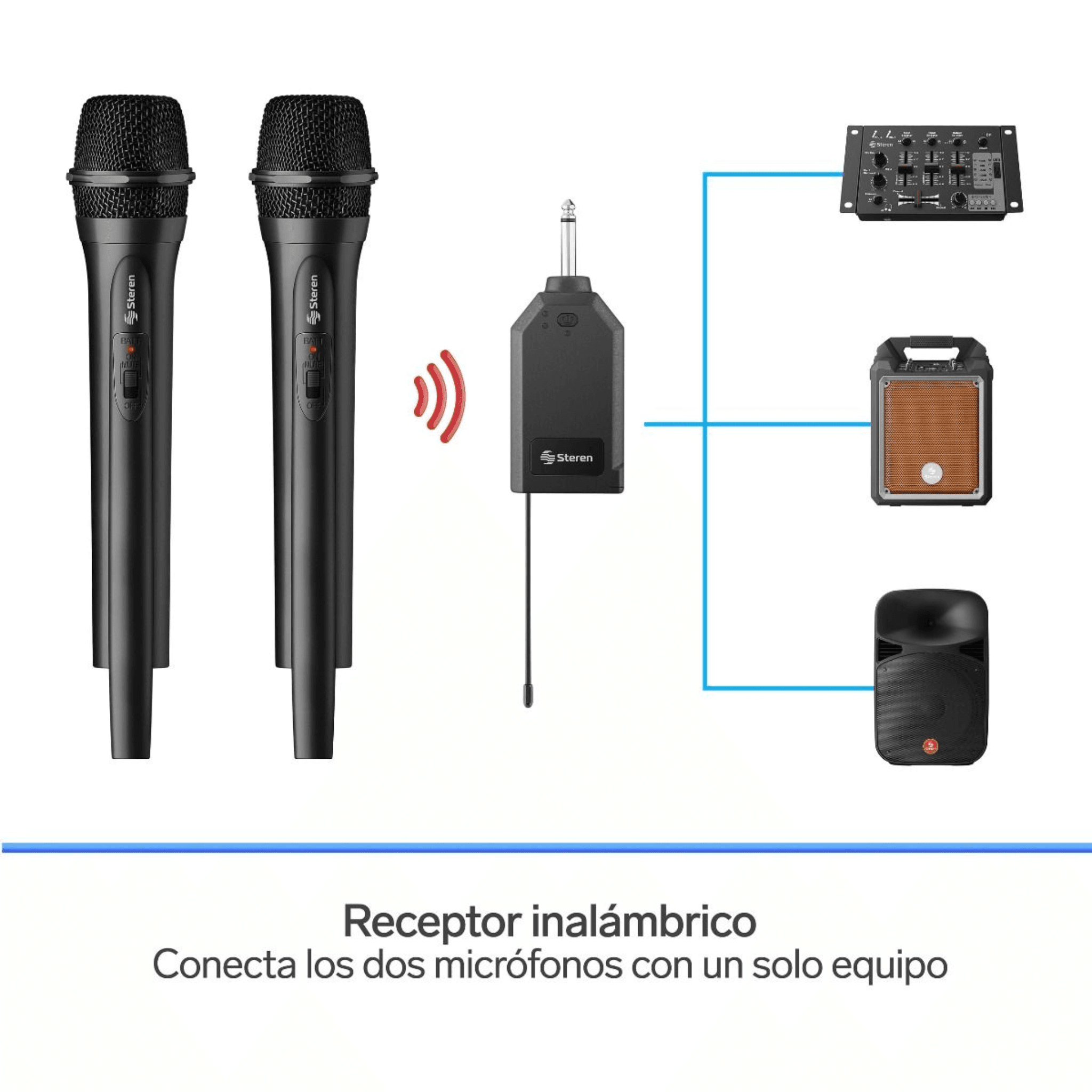 MICROFONO STEREN MIC-288 VHF DOBLE INALAMAMBRICO DE MANO 3