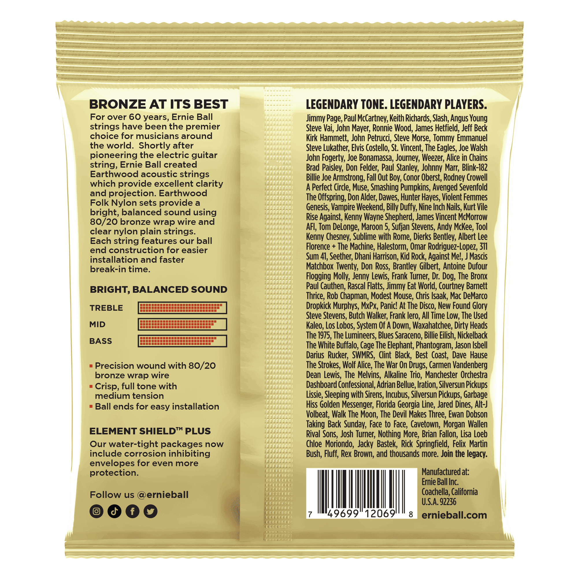 Encordado Ernie Ball Guitarra Acustica 2069 80/20 28-42 2