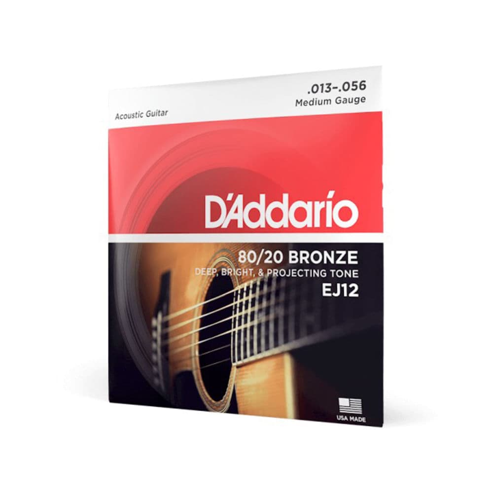 D'ADDARIO EJ12, CUERDAS PARA GUITARRA ACÚSTICA, MEDIUM 13-56, BRONZE 80/20 3