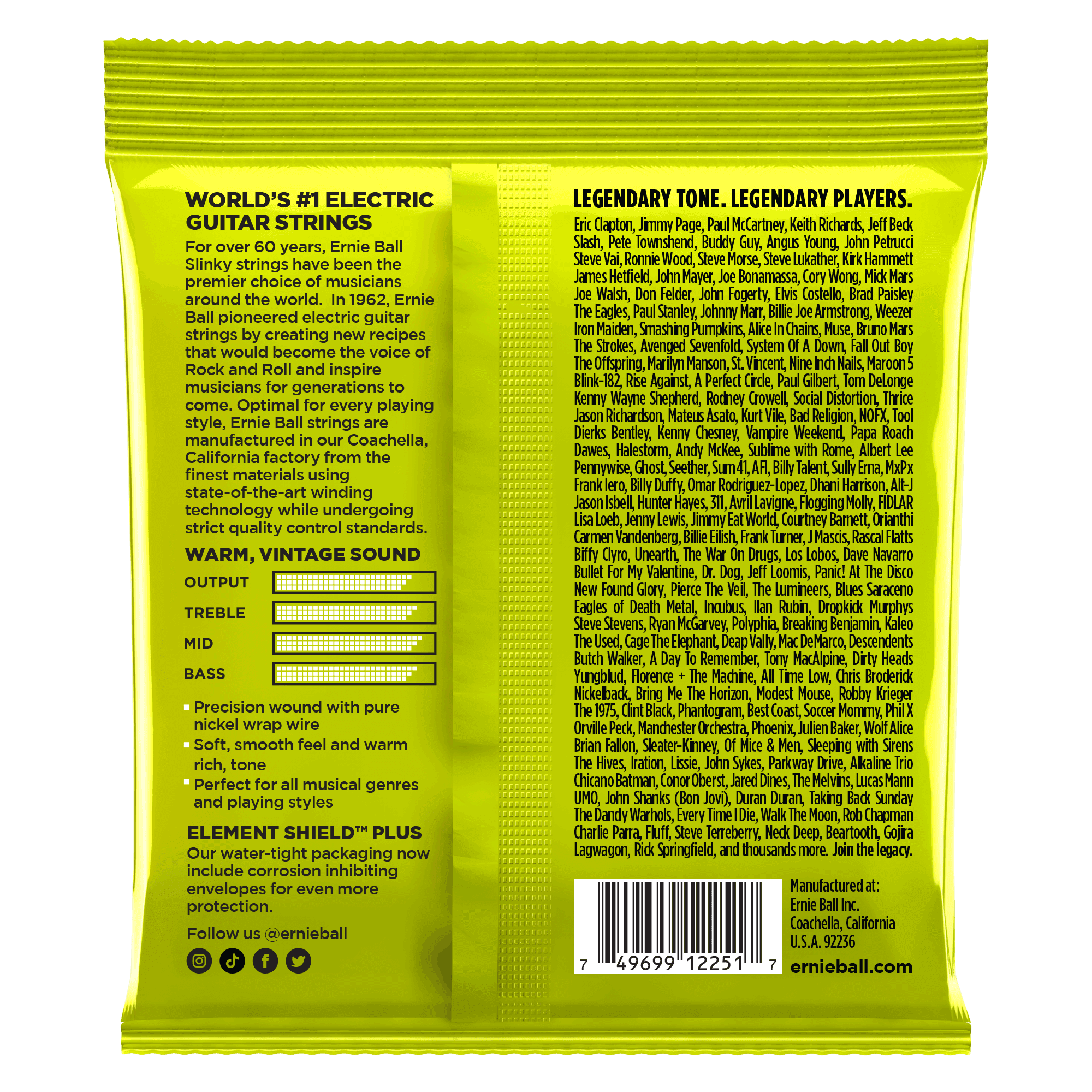 Encordado Ernie Ball Guitarra Electrica 2251 10-46 2