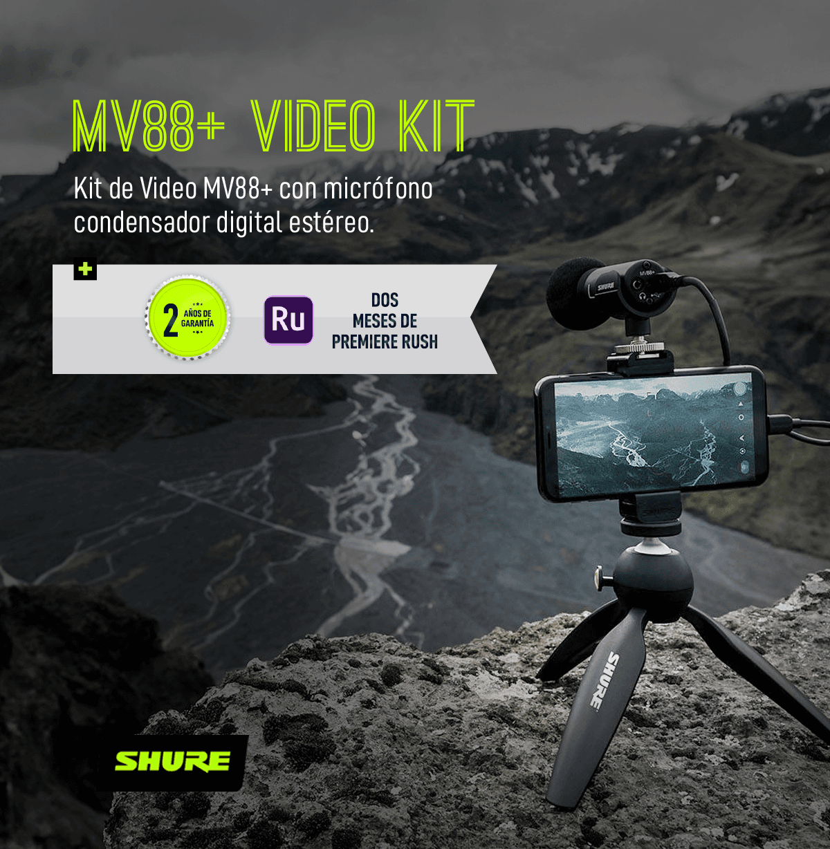 MIC DIGITAL PC/MÓVIL SHURE MOTIV MV88+ VIDEO KIT 8