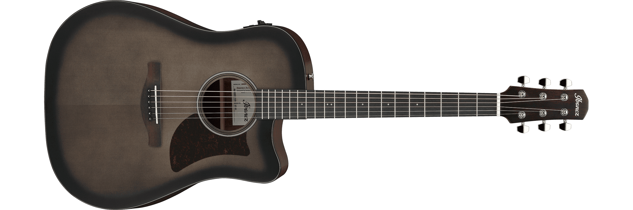 Guitarra Electroacustica Ibanez AAD50CE-TCB Charcoal Burst transparente de bajo brillo
