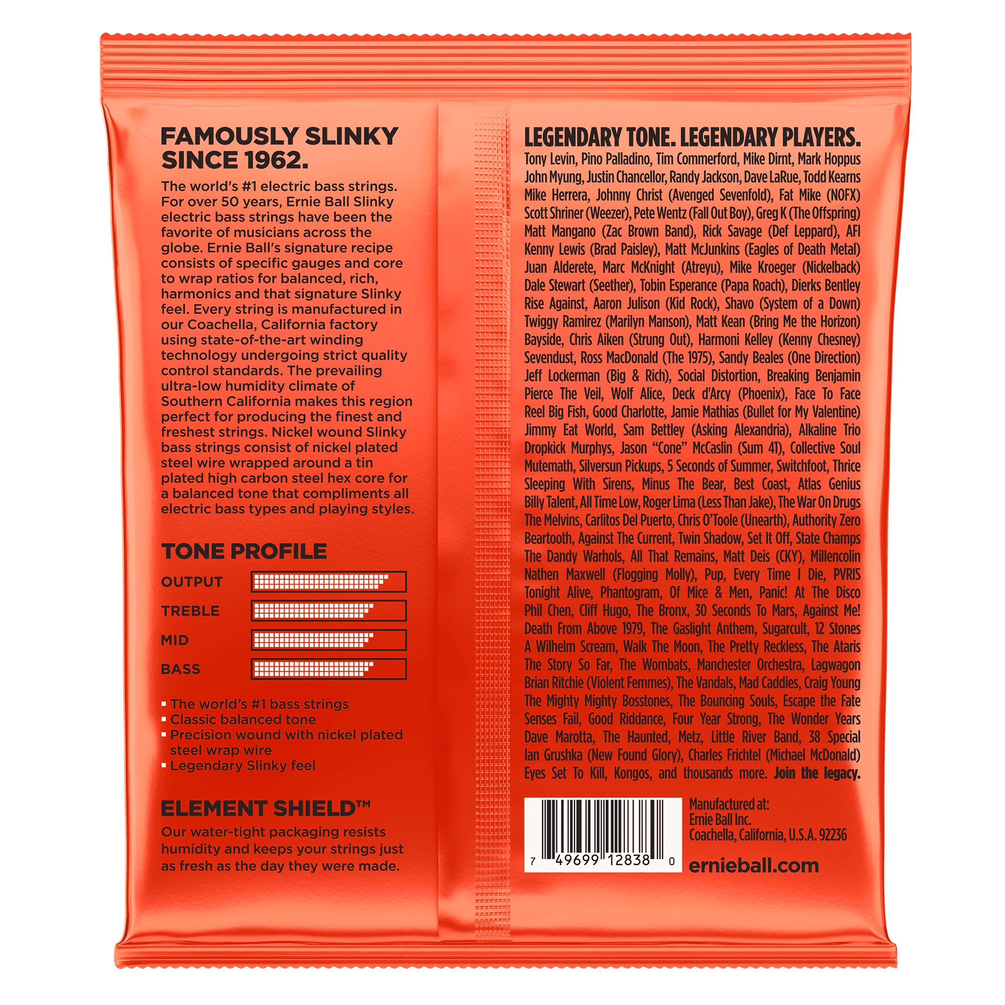 Encordado Ernie Ball Bajo Electrico 2838 32-130 6 Cuerdas 2