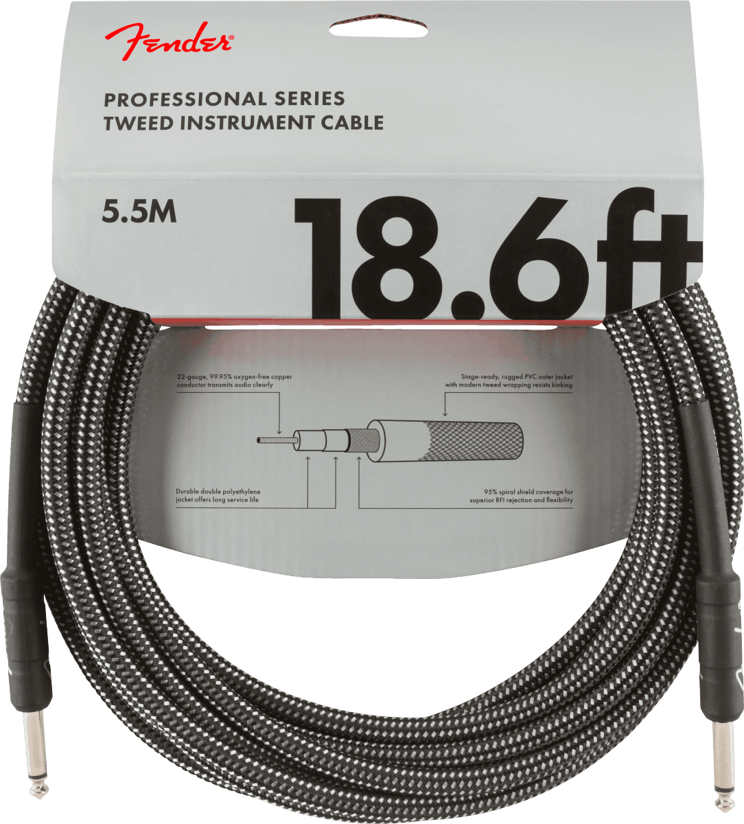 Cable Fender Twed 18.6ft 5.5m Negro 0990820068