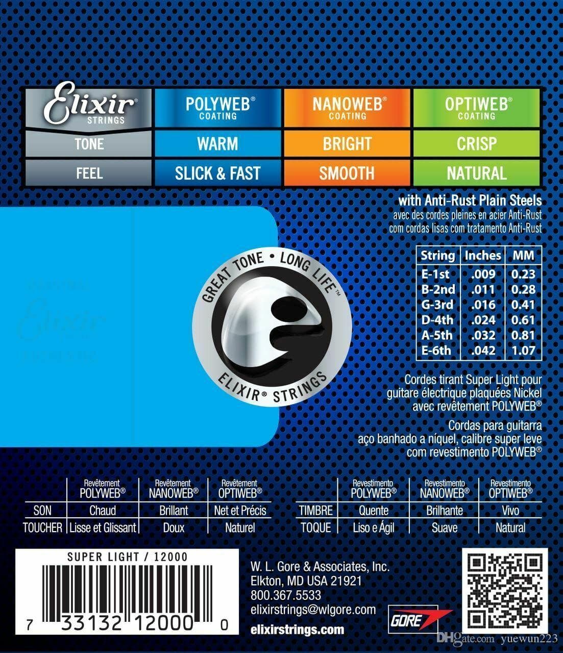 Encordado Elixir Polyweb Guitarra Electrica 12000 09 42 2