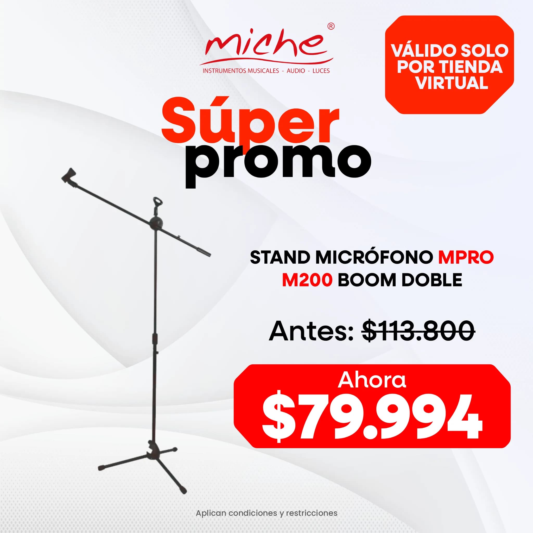 STAND MICROFONO MPRO M200 BOOM DOBLE